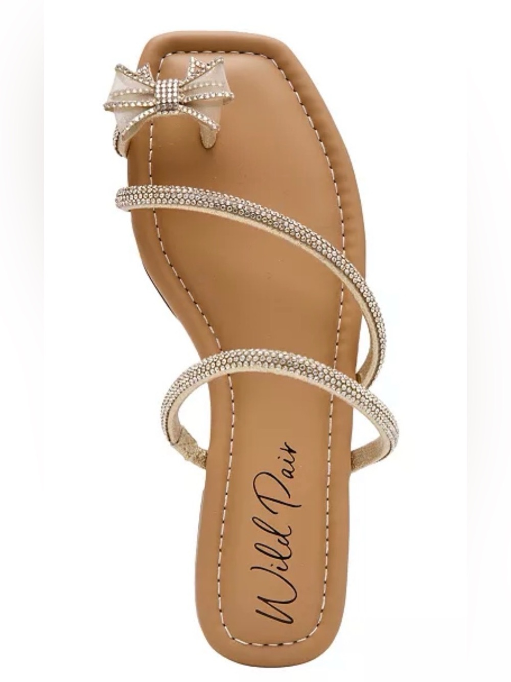 Wild Pair Gold Strappy Bow Toe Sandals